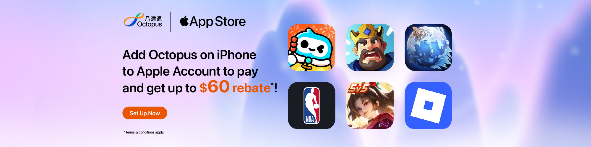 Add Octopus to Apple Account and get up to 2X rebate, up to $60 when you spend!